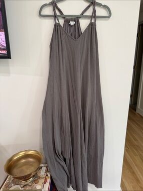 Garnet Hill Charcoal Gray Double-Strap Maxi Dress
